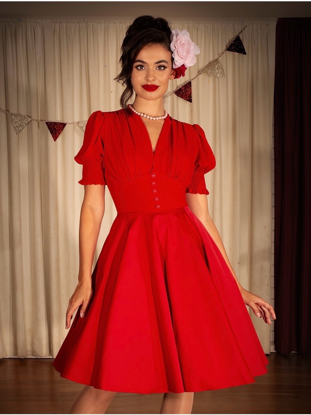 Kitten D’Amour The Miss Strawberry Festival Fit & Flare Red Retro Dress Size 6